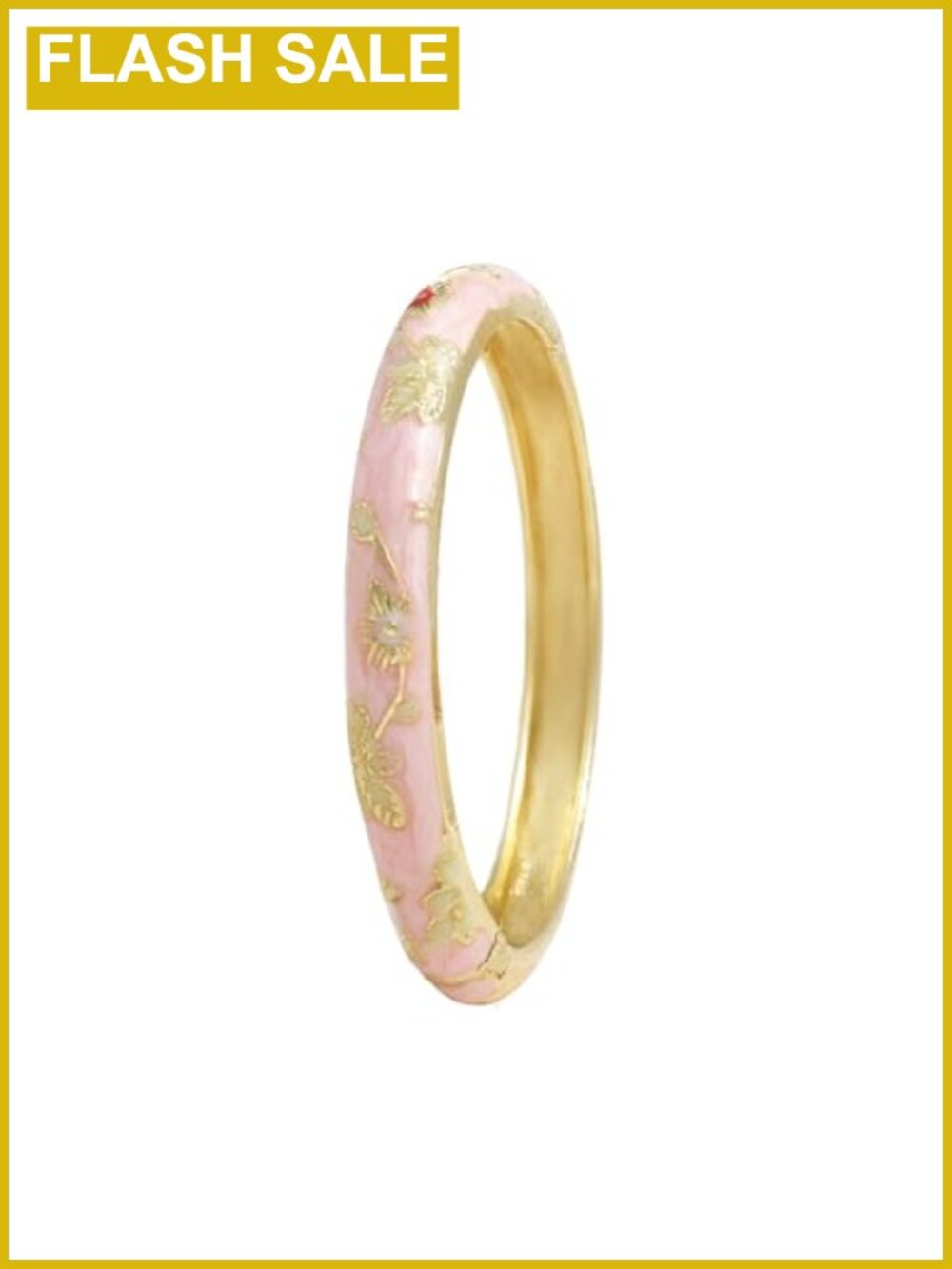 Gold Plated Alloy Floral Bangle Bracelet with Spring Hinge Clasp, Vintage